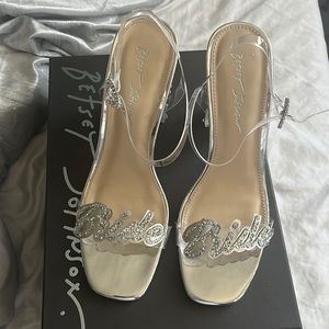 Bride clear Betsy Johnson heels